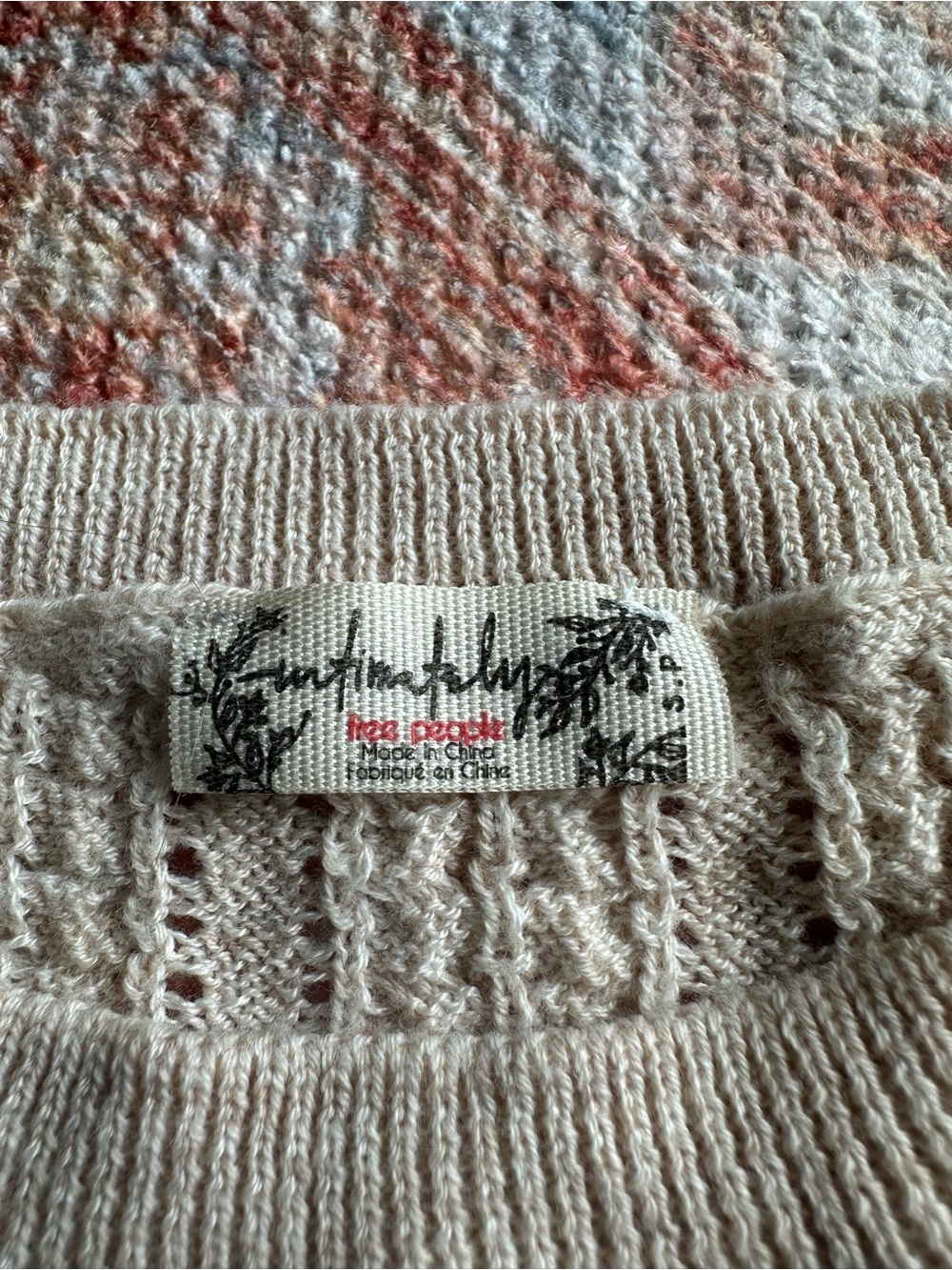 Free People intimately Heather Oatmeal Modern Cable Knit Mock Neck sweater Small - Picture 3 of 7